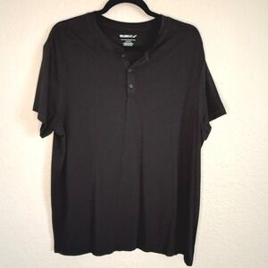 William Rast Mens XL Black Henley T Shirt Pima Peruvian Cotton Normcore Capsule
